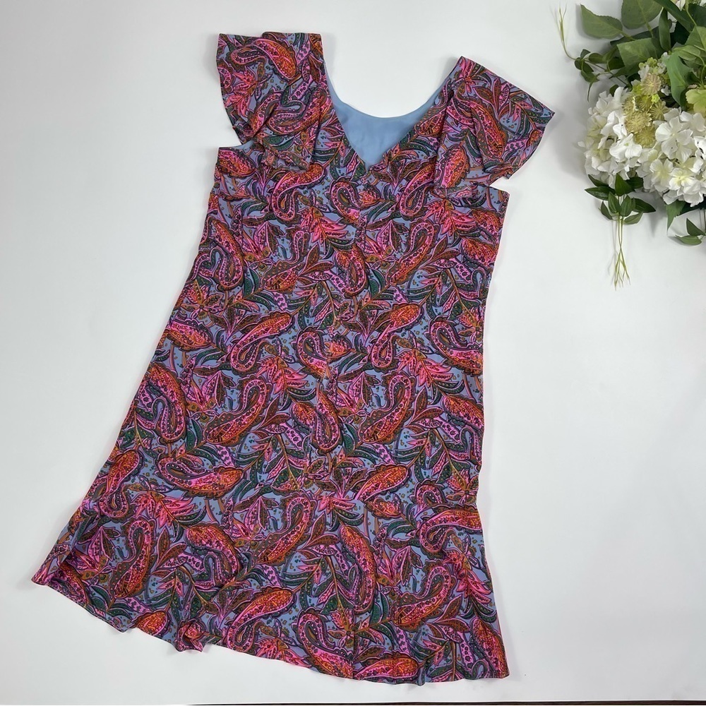 J. Crew Silk Dress Ruffle Vibrant Paisley F4349 - Picture 15 of 15